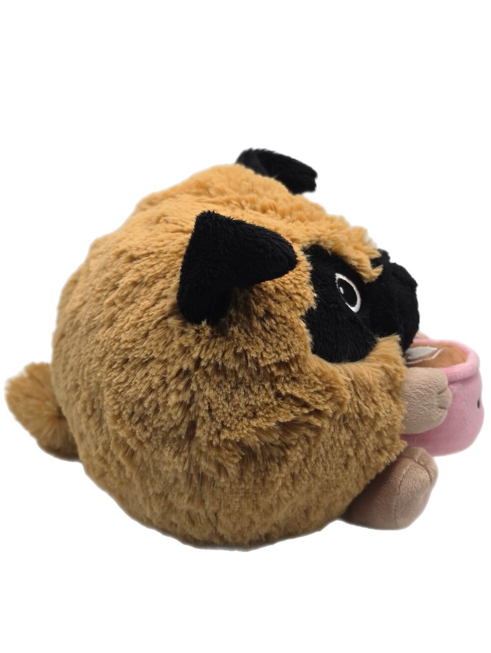 Collectible Squishable Plush Stuffed Pug Puppy Dog With Coffee Or Hot Chocolate - Picture 2 of 7